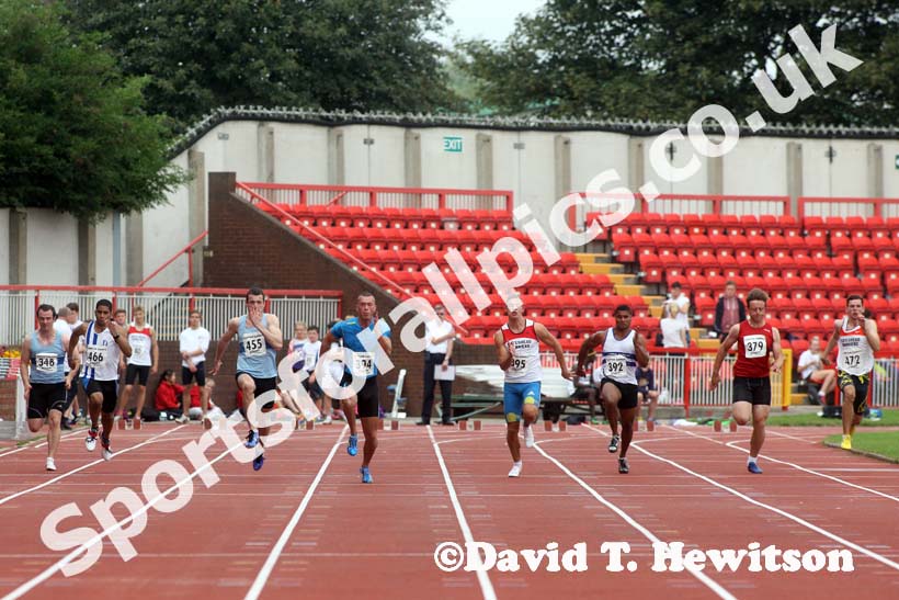 Richard Kilty (Gateshead) winning the 100 metres at the Gateshead Tartan Games Open.